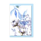 PAPETRI borítékos képeslap - kék gyapotvirággal