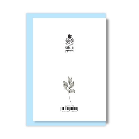PAPETRI borítékos képeslap - kék gyapotvirággal