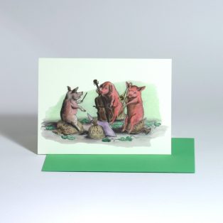 Manufaktor borítékos képeslap - Zenész malacok