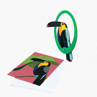   STUDIO ROOF pop out card - DIY összerakható dekoráció, képeslappal és borítékkal - hintázó tukán