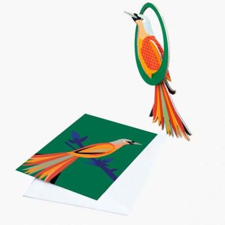 STUDIO ROOF pop out card - DIY összerakható dekoráció, képelappal és borítékkal - hintázó obi hölgy