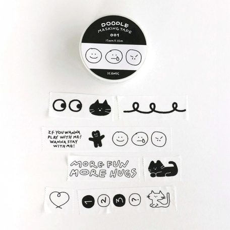 ICONIC doodle washi tape dekortapasz - 123 
