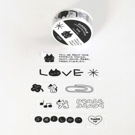 ICONIC doodle washi tape dekortapasz - Love 