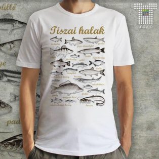 INDIGO POLO - fehér tiszai halak - uniszex póló